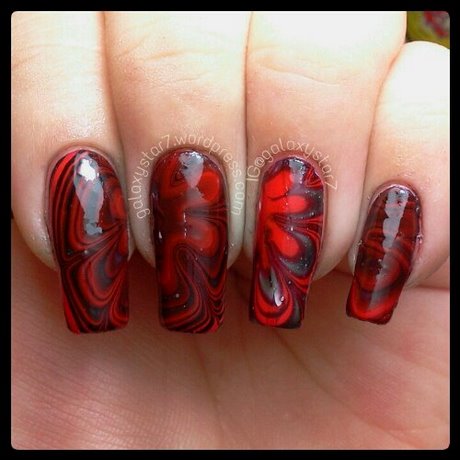 black-and-red-marble-nails-33_16 Cuie de marmură neagră și roșie