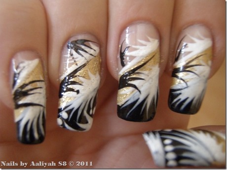 black-white-gold-nail-designs-26_11 Modele de unghii din aur alb negru
