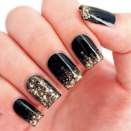 black-white-gold-nail-designs-26_16 Modele de unghii din aur alb negru