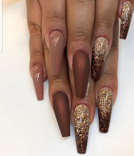 brown-and-gold-nail-designs-80_6 Modele de unghii maro și auriu