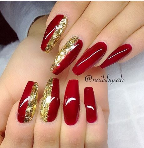 cute-red-and-gold-nails-57_2 Drăguț roșu și aur cuie