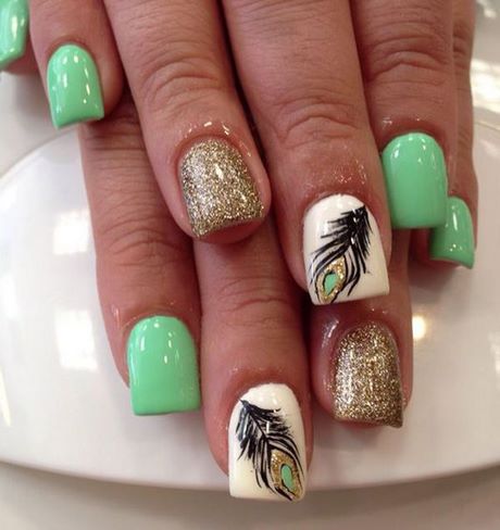 green-and-gold-nail-art-26_14 Arta unghiilor verzi și aurii