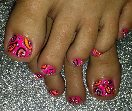 hot-pink-toe-nail-designs-96_13 Modele de unghii roz roz