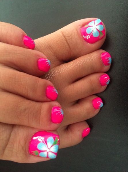 hot-pink-toe-nail-designs-96_4 Modele de unghii roz roz