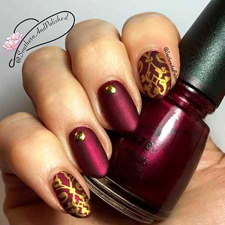 maroon-and-gold-nail-art-14_7 Maro și aur nail art