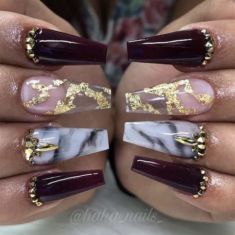 maroon-and-gold-nail-designs-99_11 Modele de unghii maro și auriu