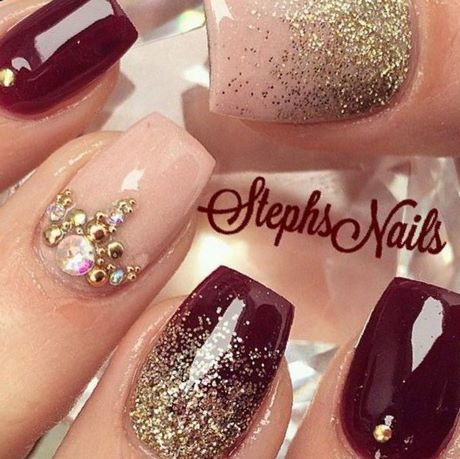 maroon-and-gold-nail-designs-99_7 Modele de unghii maro și auriu