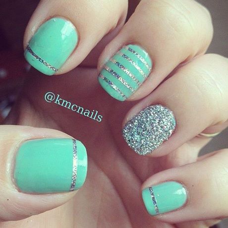 mint-green-nails-with-designs-38_16 Menta verde cuie cu modele