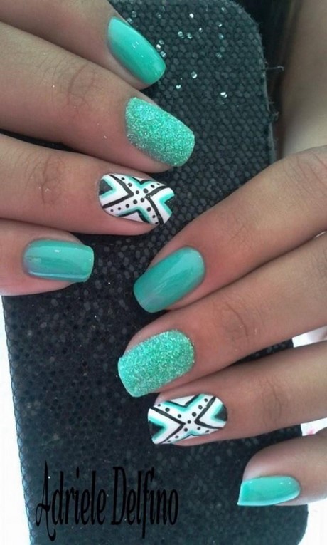 mint-green-nails-with-designs-38_17 Menta verde cuie cu modele
