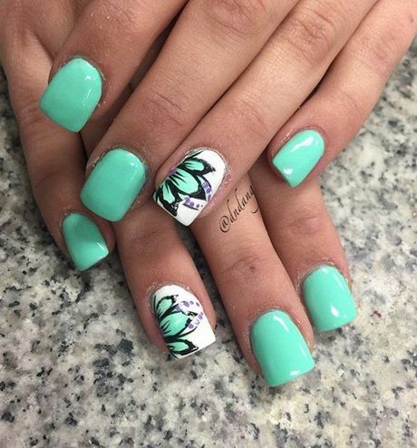 mint-green-nails-with-designs-38_7 Menta verde cuie cu modele