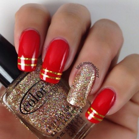 nail-designs-in-red-and-gold-44_6 Modele de unghii în roșu și auriu