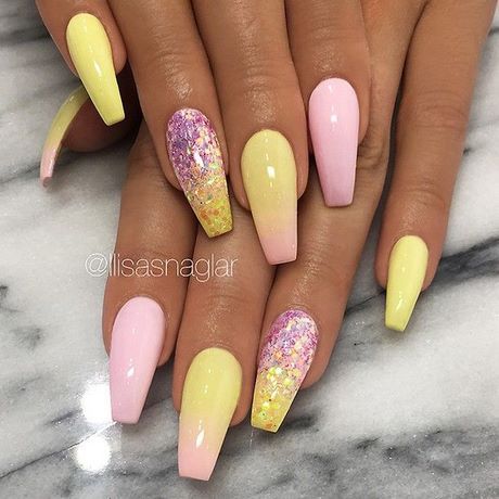 pink-and-yellow-nail-designs-41 Modele de unghii roz și galben