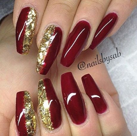 red-and-gold-nails-design-37_12 Designul unghiilor roșii și aurii