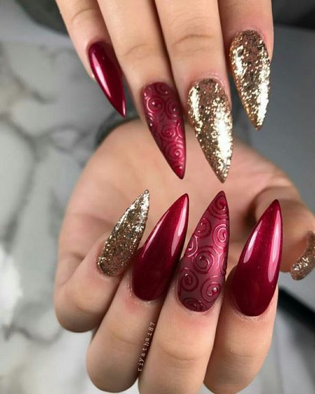 red-and-gold-nails-design-37_4 Designul unghiilor roșii și aurii