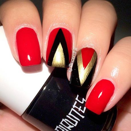 red-and-gold-nails-design-37_7 Designul unghiilor roșii și aurii