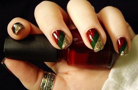 red-green-gold-christmas-nails-71_15 Roșu verde Aur Crăciun cuie