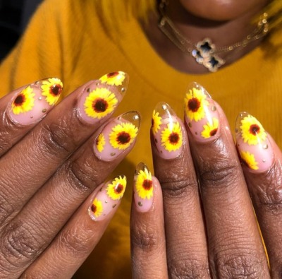 sunflower-design-on-nails-99_10 Floarea-soarelui pe unghii