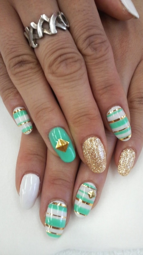 teal-and-gold-nail-designs-24_5 Modele de unghii Teal și aur