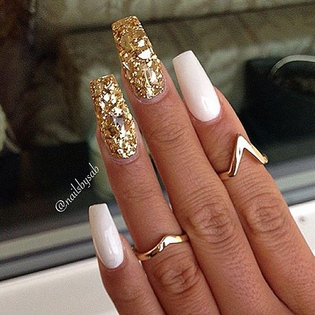 white-and-gold-nails-pinterest-67_5 Unghii albe și aurii pinterest