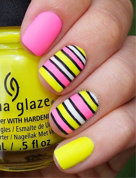 yellow-and-pink-nail-designs-40_18 Modele de unghii galbene și roz