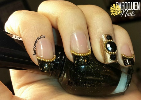 black-and-gold-french-nails-27_10 Unghii franceze negre și aurii