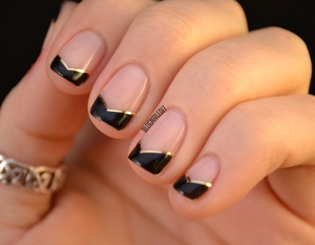 black-and-gold-french-nails-27_6 Unghii franceze negre și aurii