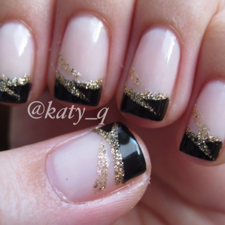 black-and-gold-french-nails-27_7 Unghii franceze negre și aurii