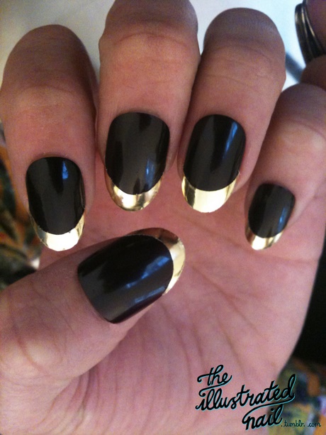 black-and-gold-french-nails-27_8 Unghii franceze negre și aurii