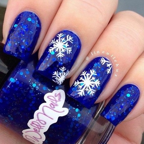 blue-christmas-nail-designs-23 Albastru modele de unghii de Crăciun