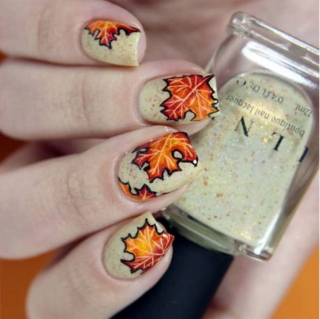 fall-leaf-designs-for-nails-03 Modele de frunze de toamnă pentru unghii