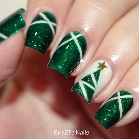 green-christmas-nail-designs-24_4 Modele verzi de unghii de Crăciun
