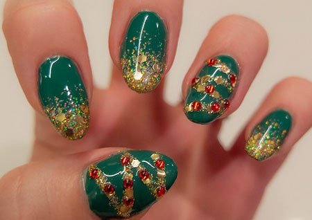 green-christmas-nail-designs-24_8 Modele verzi de unghii de Crăciun