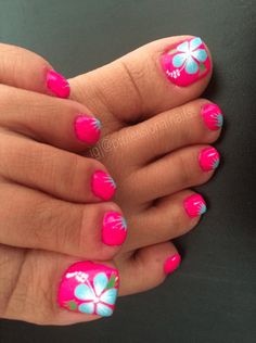 hawaiian-flower-toe-nail-designs-94_16 Hawaiian flori deget de la picior modele de unghii