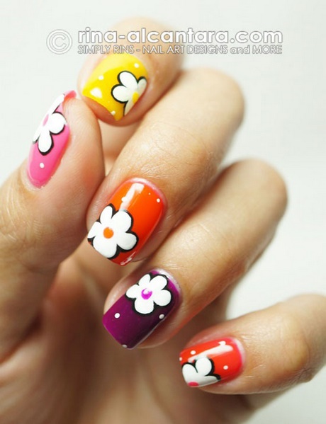 nail-art-simple-flower-designs-41_14 Nail art modele simple de flori