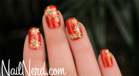 orange-flower-nail-art-64_11 Arta unghiilor cu flori portocalii