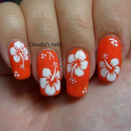 orange-flower-nail-art-64_12 Arta unghiilor cu flori portocalii