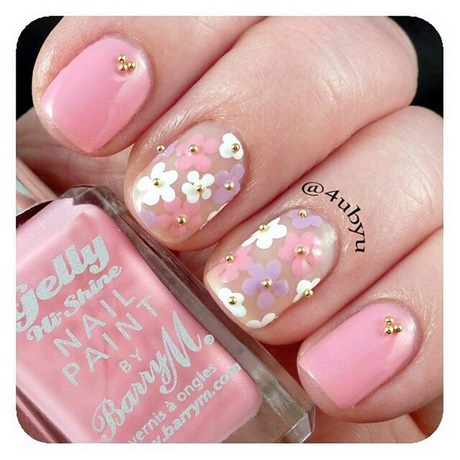 pink-flower-nail-designs-62_7 Modele de unghii cu flori roz