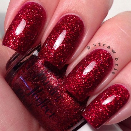 red-sparkly-christmas-nails-42 Roșu sparkly Crăciun cuie