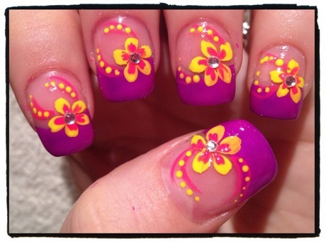 tropical-flower-nail-designs-45 Modele de unghii cu flori tropicale