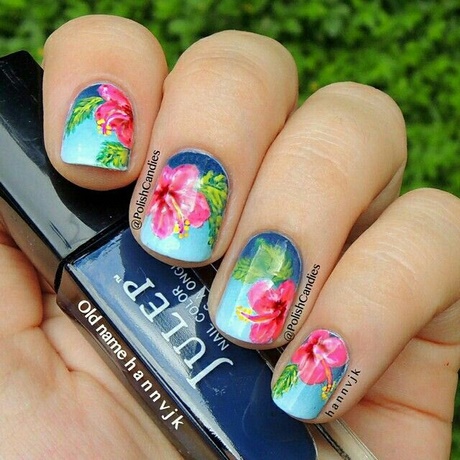 tropical-flower-nail-designs-45_13 Modele de unghii cu flori tropicale
