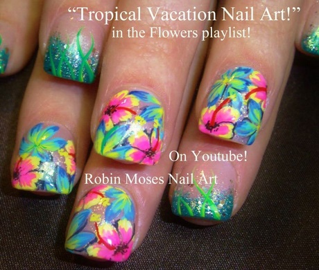 tropical-flower-nail-designs-45_5 Modele de unghii cu flori tropicale