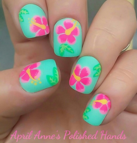 tropical-flower-nail-designs-45_7 Modele de unghii cu flori tropicale