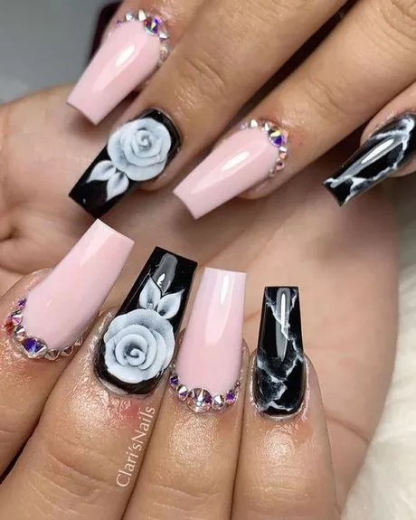 black-white-pink-nails-16_2-11 Negru alb unghii roz