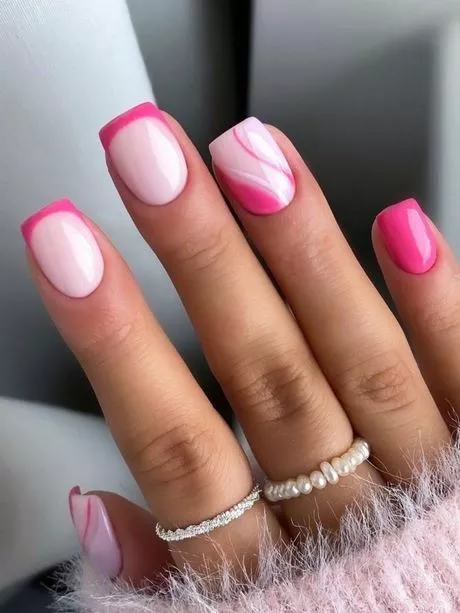 french-tip-nails-with-pink-46_10-4 Unghii cu vârf francez cu roz