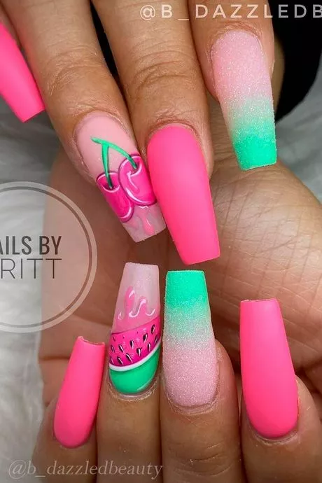 green-and-pink-ombre-nails-94_10-4 Unghii ombre verzi și roz