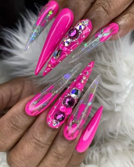 hot-pink-stiletto-nails-63_10-2 Unghii stiletto Roz Aprins