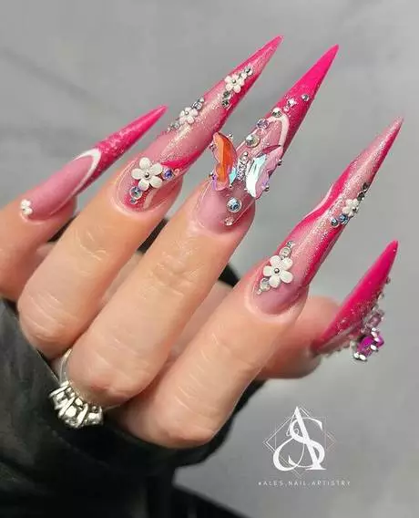 hot-pink-stiletto-nails-63_4-10 Unghii stiletto Roz Aprins