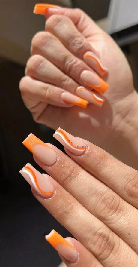 long-orange-nails-designs-59_14-8 Modele lungi de unghii portocalii
