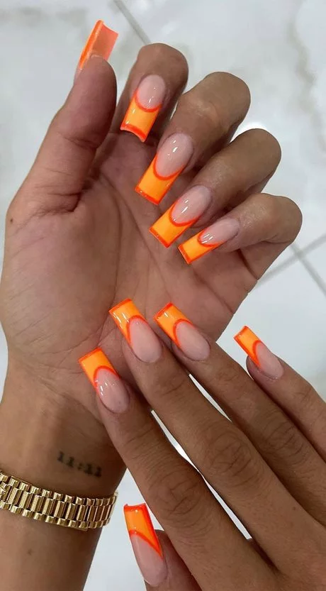 long-orange-nails-designs-59_7-17 Modele lungi de unghii portocalii