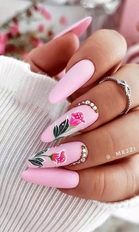 nail-art-designs-in-pink-color-44_7-16 Modele de unghii în culoare Roz
